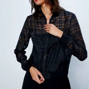 Zara Women's Organza Black Bomber Size L